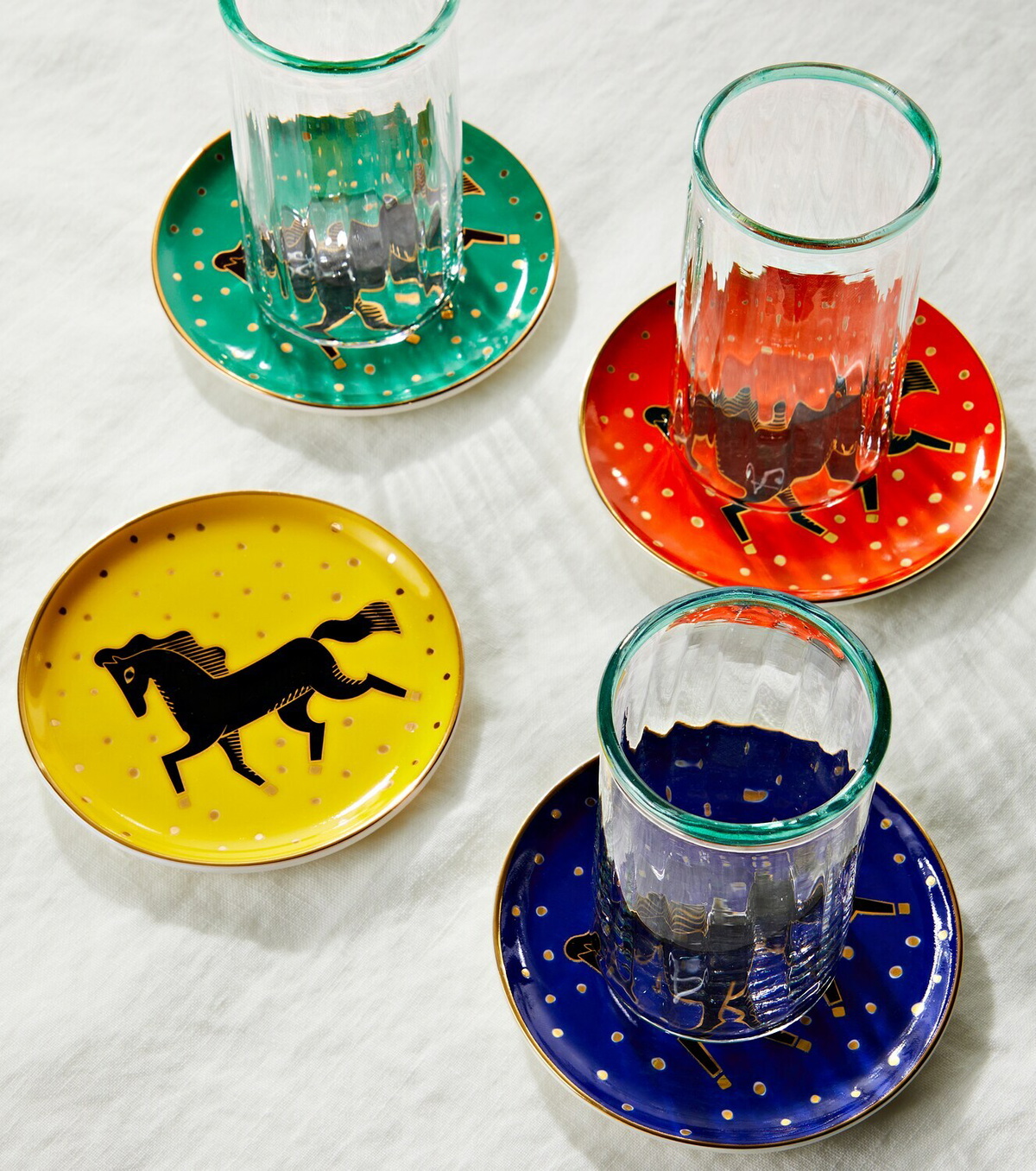 Jonathan Adler Cheval set of 4 porcelain coasters