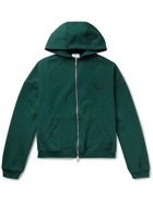 RHUDE - Logo-Embroidered Loopback Cotton-Jersey Zip-Up Hoodie - Green - XL