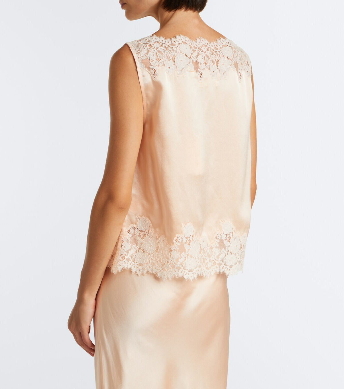 Dôen Viviane lace-trimmed silk satin top