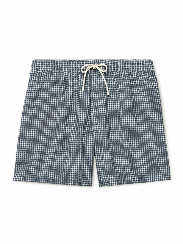 Photo: Loro Piana - Daneu Straight-Leg Mid-Length Checked Swim Shorts - Blue