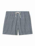 Loro Piana - Daneu Straight-Leg Mid-Length Checked Swim Shorts - Blue