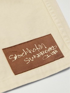 Stockholm Surfboard Club - Straight-Leg Garment-Dyed Logo-Appliquéd Cotton and Linen-Blend Twill Shorts - Neutrals