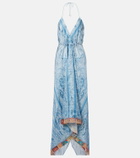 Etro Paisley asymmetric silk maxi dress