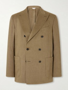 Boglioli - Double-Breasted Linen, Virgin Wool and Mohair-Blend Suit Jacket - Green