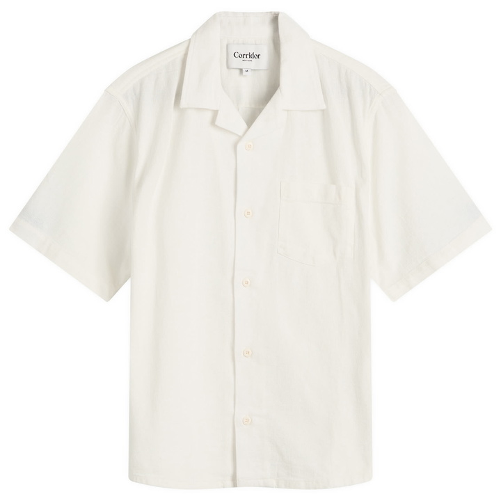 Photo: Corridor Men's Hopsack Short Sleeve Shirt in White