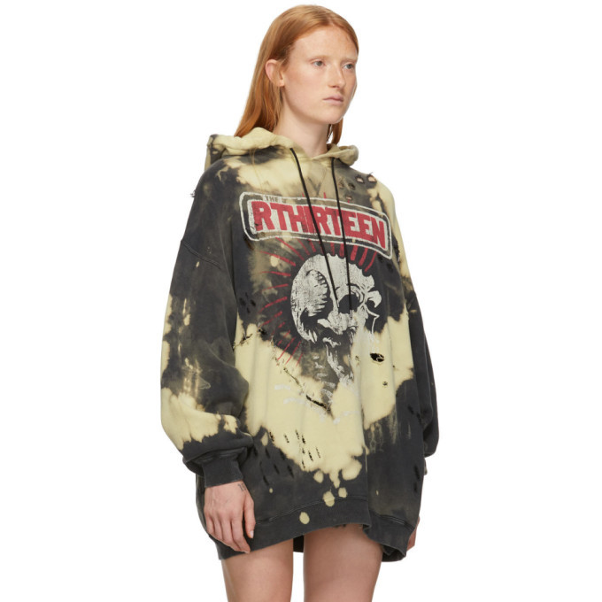 R13 Black and Yellow Oversized Exploited Punk Hoodie R13