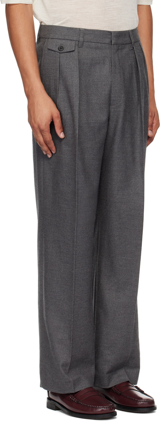 Dunst Gray Double Pleated Wide Trousers