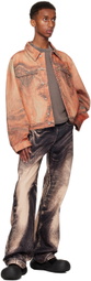 CAMPERLAB Orange Distorted Print Denim Jacket