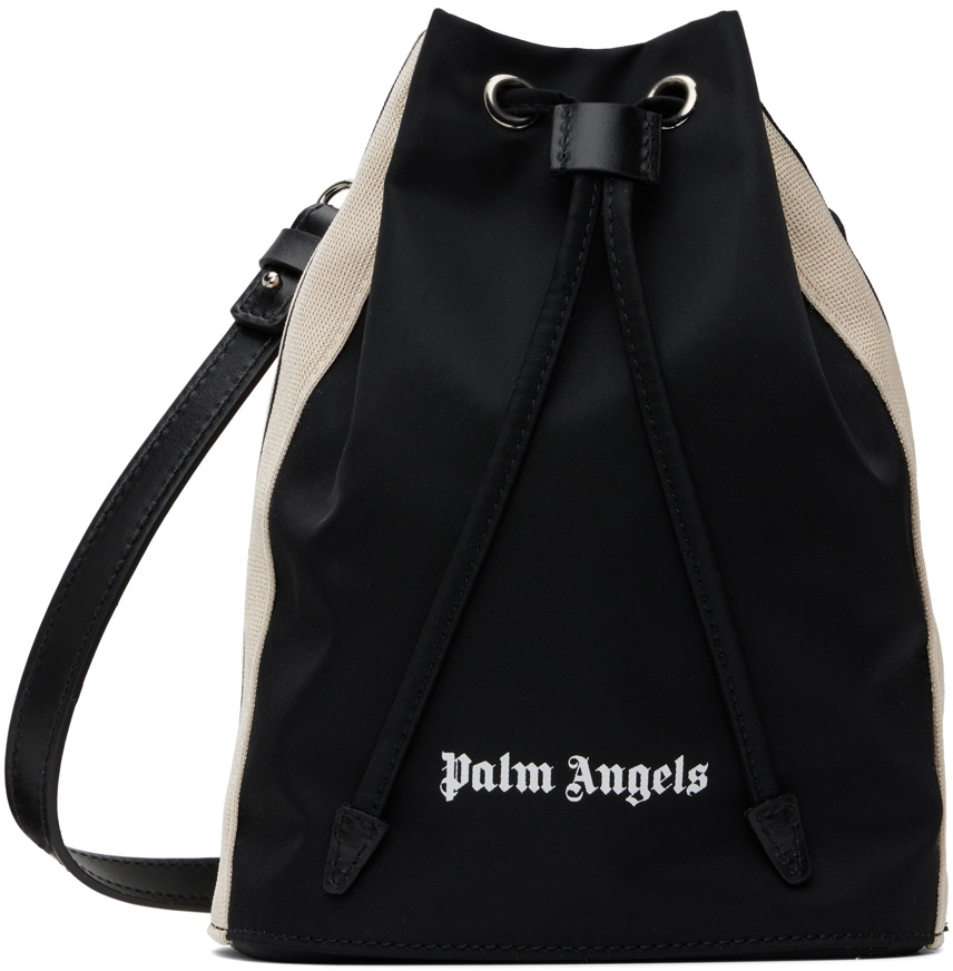 Palm Angels Black Venice Track Drawstring Shoulder Bag
