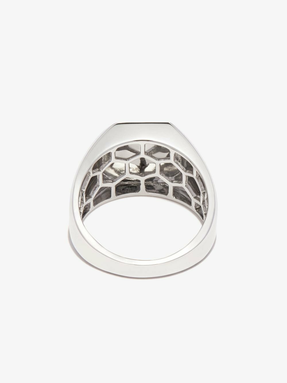 SHAY 18K White Gold L Initial Diamond Signet Ring