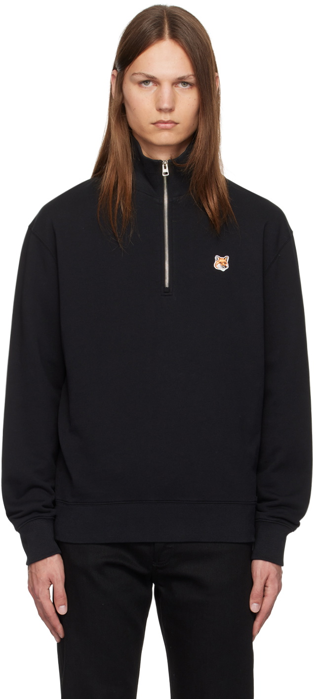Maison Kitsuné Black Fox Head Patch Half Zip Sweatshirt Maison Kitsune 