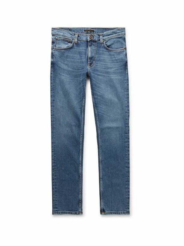 Photo: Nudie Jeans - Lean Dean Slim-Fit Tapered Organic Stretch-Denim Jeans - Blue