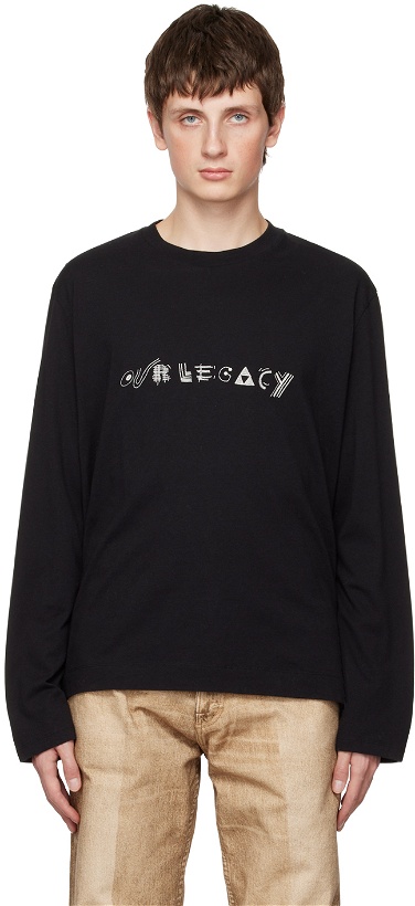 Photo: Our Legacy Black Abstract Embroidery Long Sleeve T-Shirt