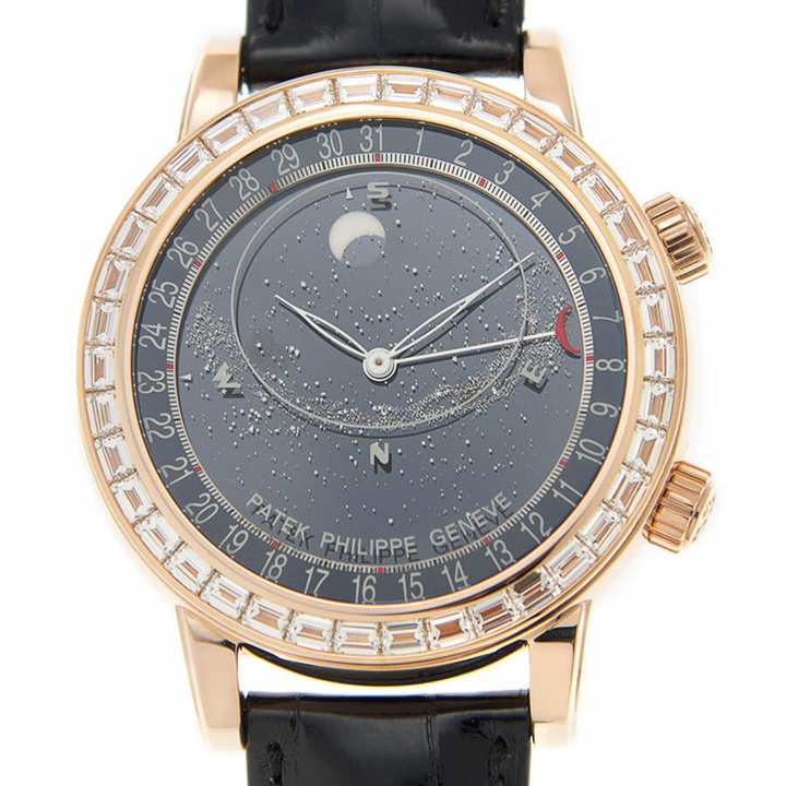 Photo: Patek Philippe Grand Complications Diamond Black Dial Mens Watch 6104R-001