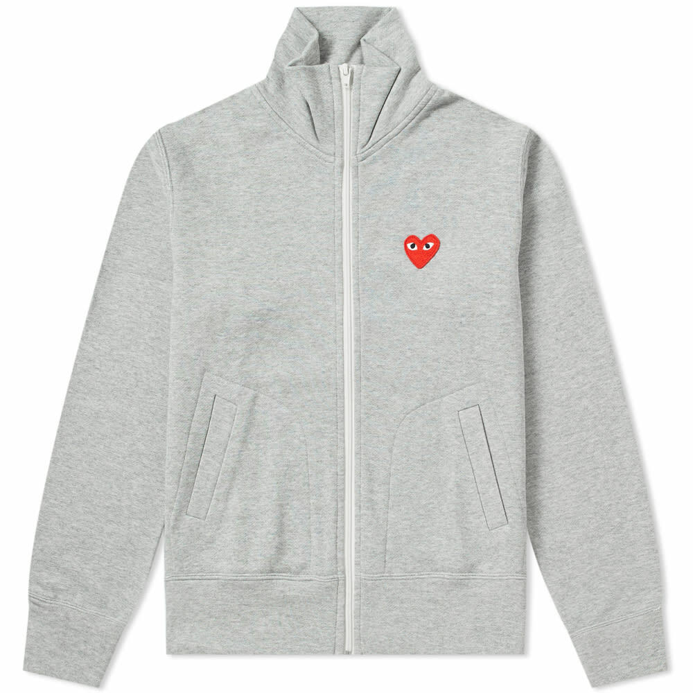 Comme des Garcons Play Women s Red Heart Zip Backprint Track in Grey Comme des Garcons Play