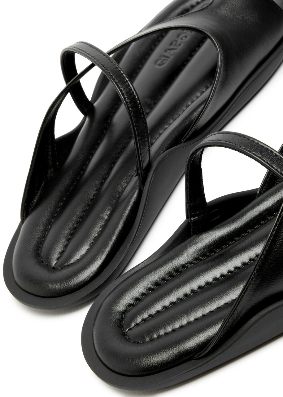 Gia Borghini Riley Leather Thong Sandals Black