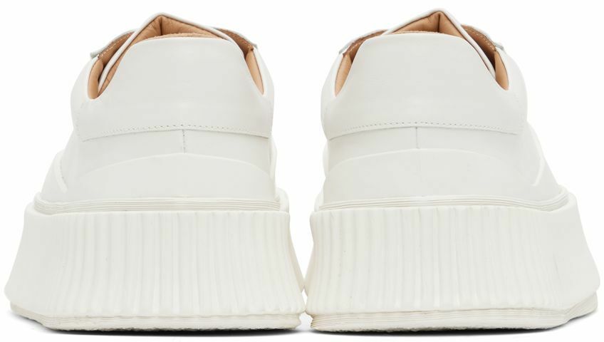 Jil Sander White Leather Platform Low-Top Sneakers