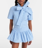 Shushu/Tong Bow-detail gingham cotton top