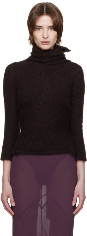 Photo: AARON ESH Brown Tied Roller Neck Sweater