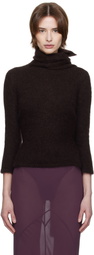AARON ESH Brown Tied Roller Neck Sweater