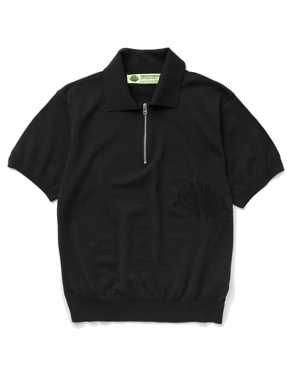 Photo: New Amsterdam Zip Polo Knit Black - Mens - Polos