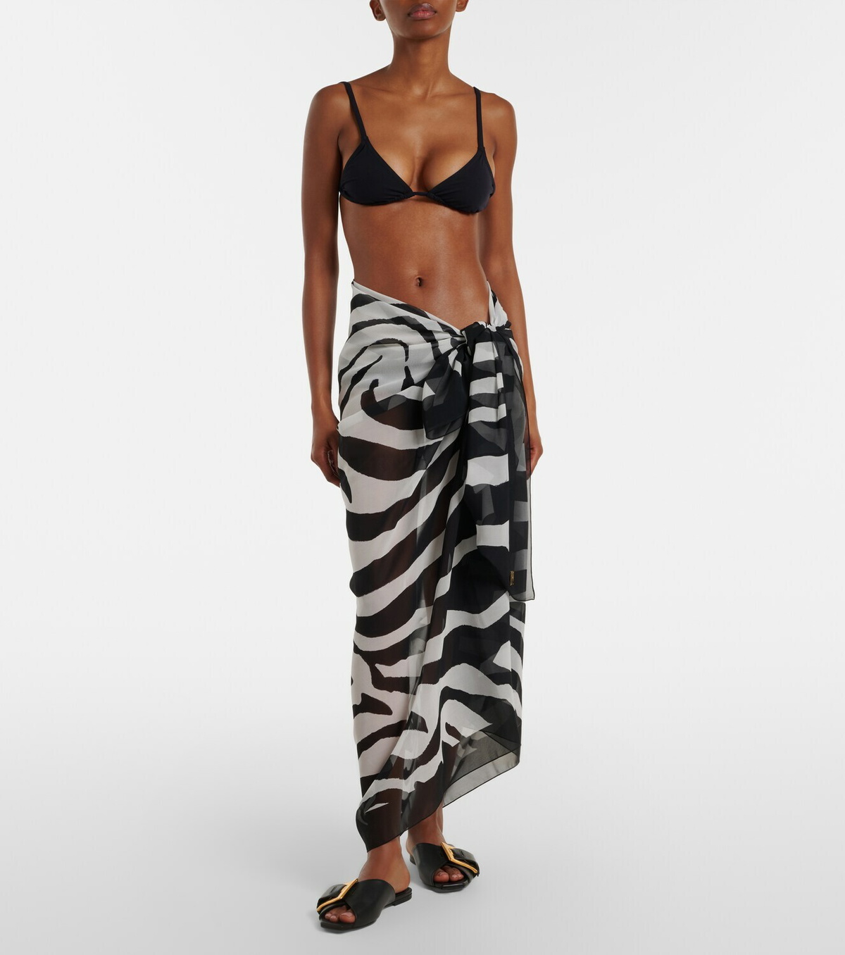 Balmain Zebra-print silk beach cover-up