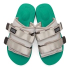 John Elliott Silver and Green Suicoke Edition MOTO-JEab-F Sandals