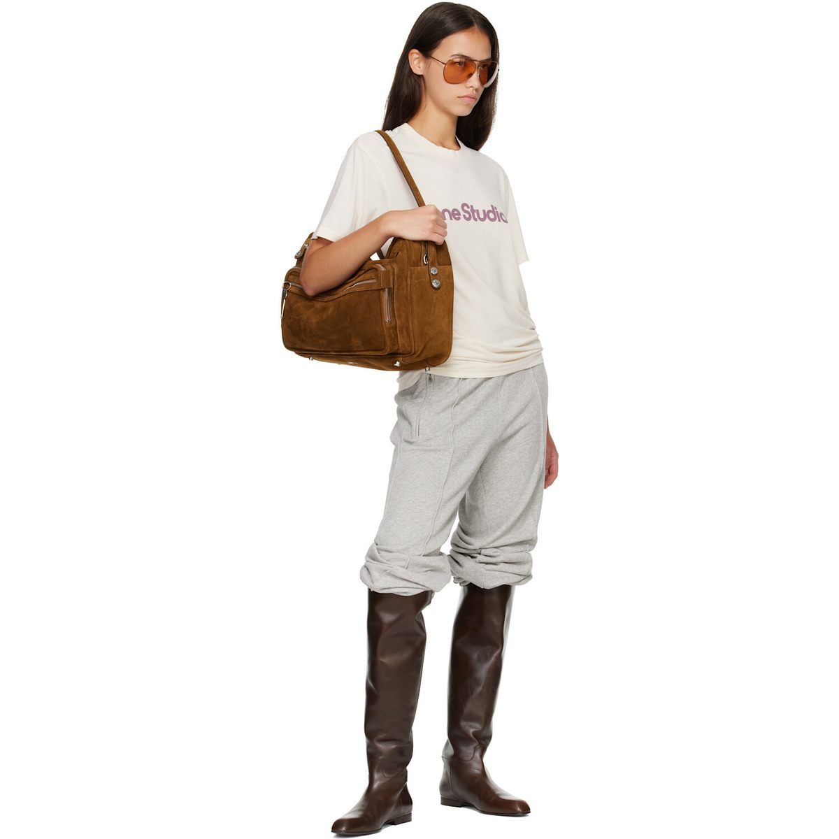 Acne Studios Brown Camero Camera Suede Shoulder Bag
