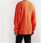 WTAPS - Appliquéd Logo-Embroidered Waffle-Knit Cotton T-Shirt - Orange