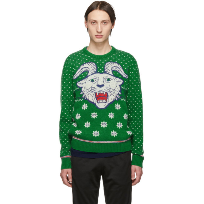 Photo: Gucci Green Wool Jacquard Sweater