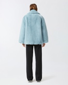 Pinko Short Faux Fur Pea Coat Midnight Blue