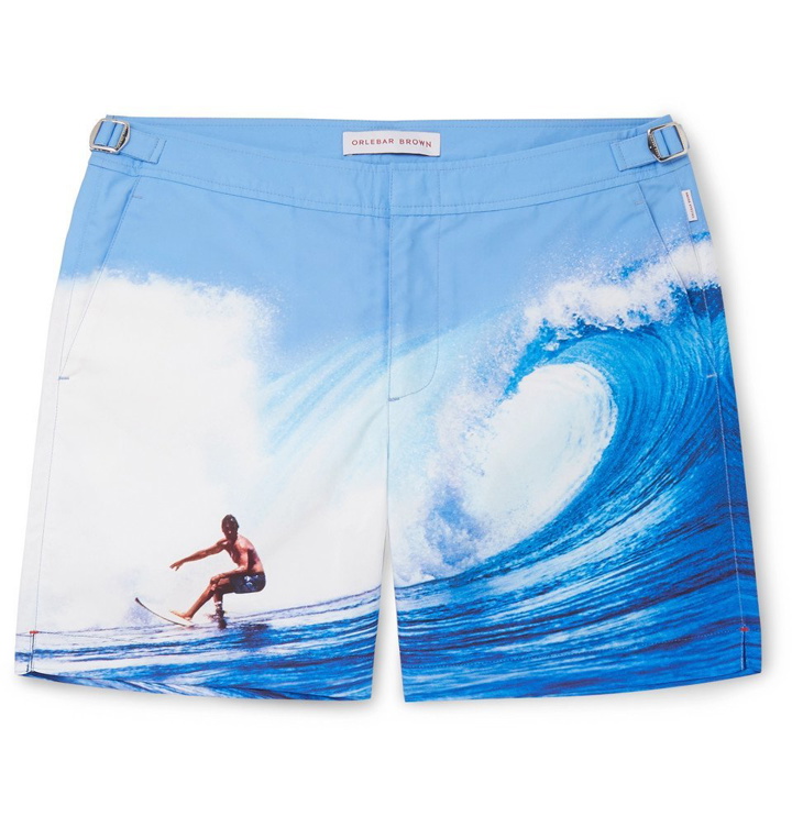 Photo: Orlebar Brown - Bulldog Mid-Length Printed Swim Shorts - Light blue