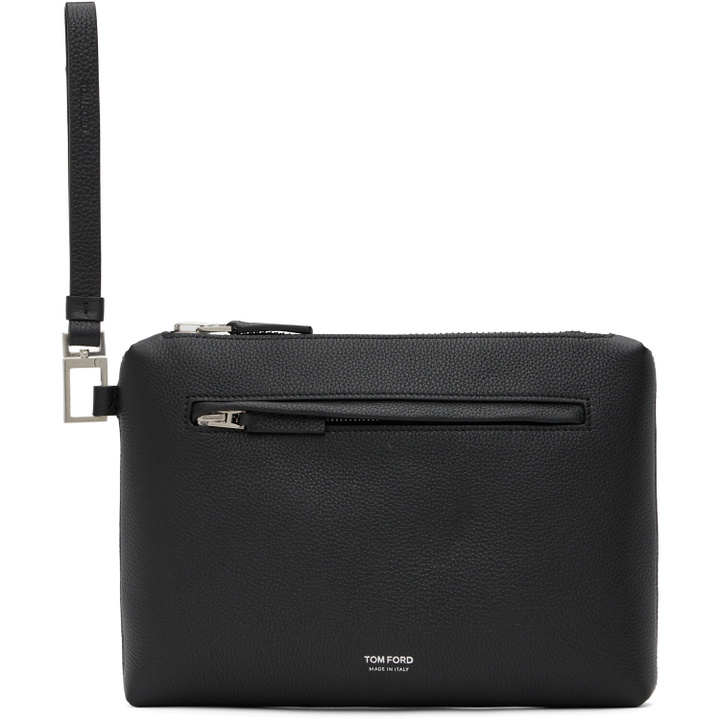 Photo: TOM FORD Black Grain Leather Wristlet Pouch