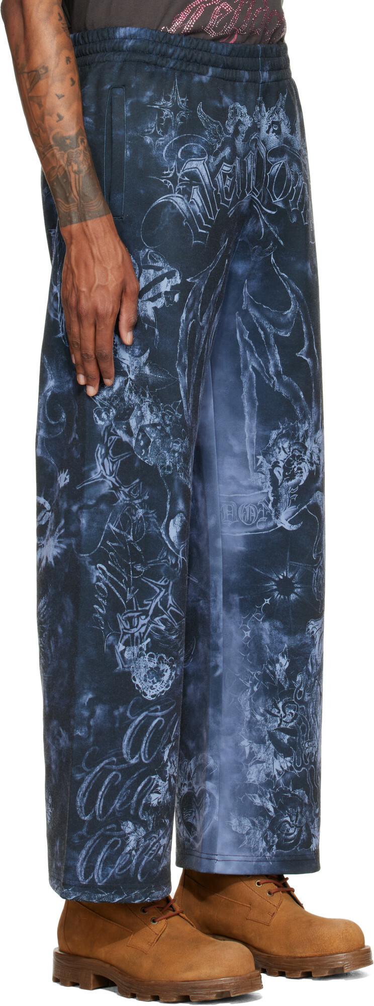 We11done Gray Tattoo Printed Sweatpants