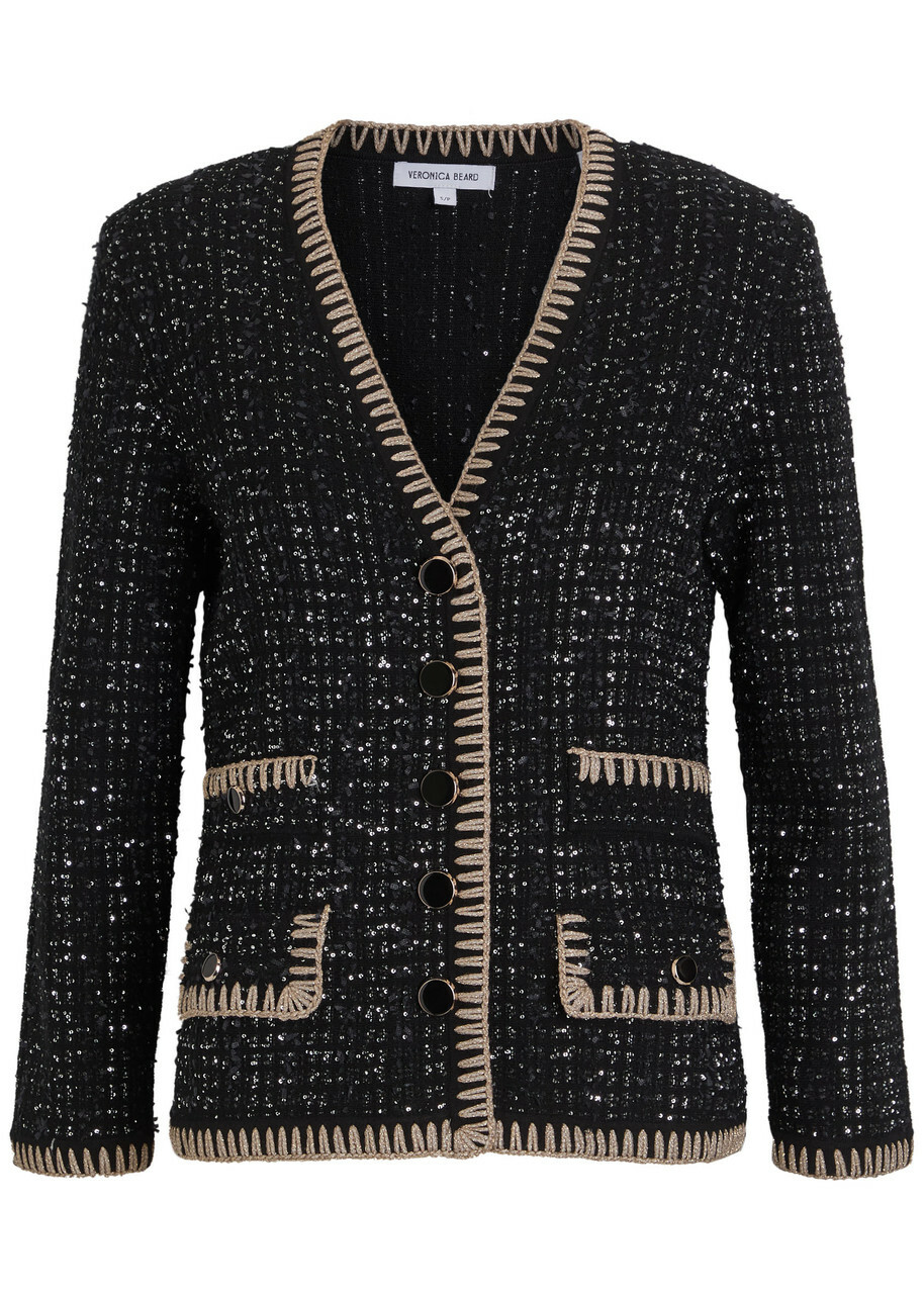 Veronica Beard Cerani Sequin-embellished Knit Jacket Black