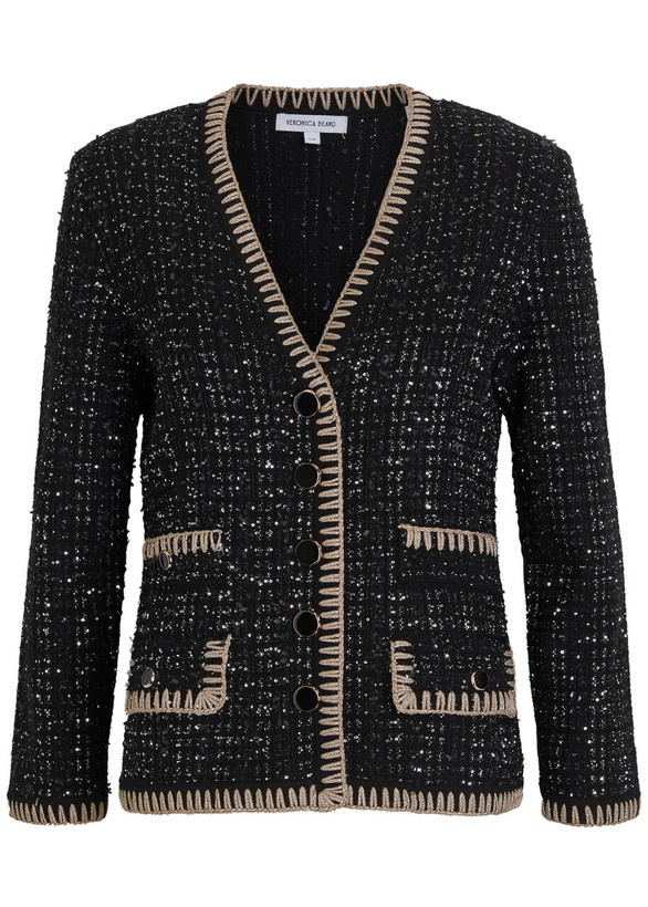 Photo: Veronica Beard Cerani Sequin-embellished Knit Jacket Black