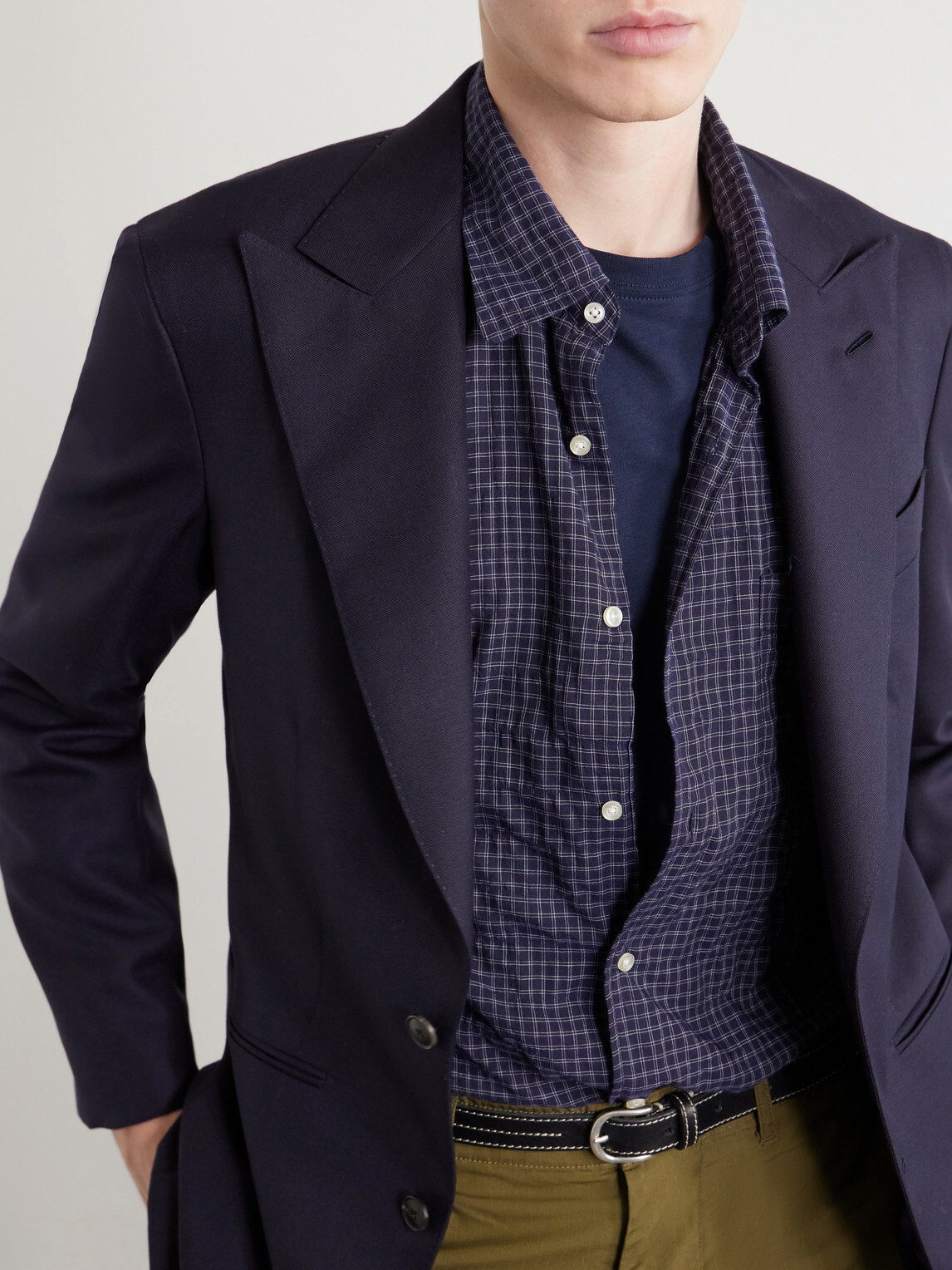 Officine Générale - Benoit Checked Cotton-Blend Voile Shirt - Blue