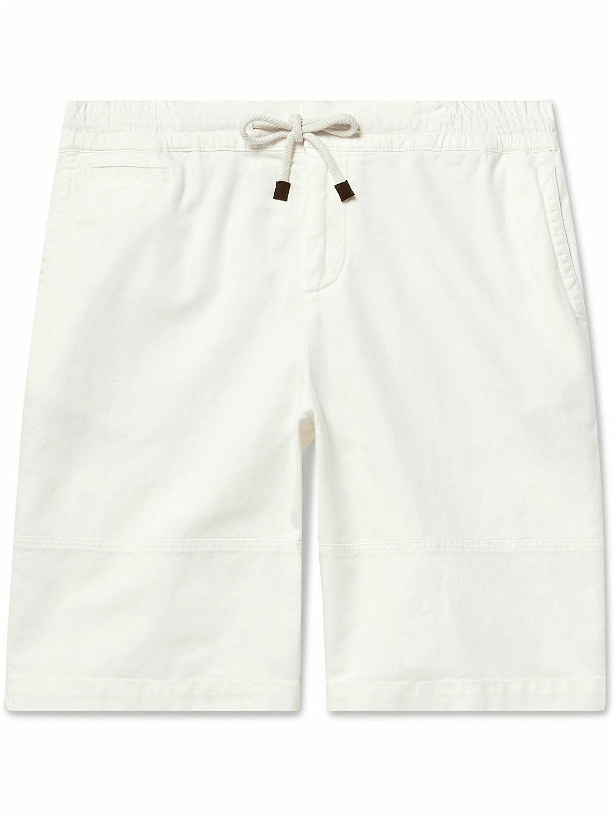 Photo: Brunello Cucinelli - Straight-Leg Stretch-Cotton and Linen-Bend Bermuda Shorts - White