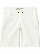 Brunello Cucinelli - Straight-Leg Stretch-Cotton and Linen-Bend Bermuda Shorts - White