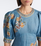 Alémais Joan floral linen midi dress