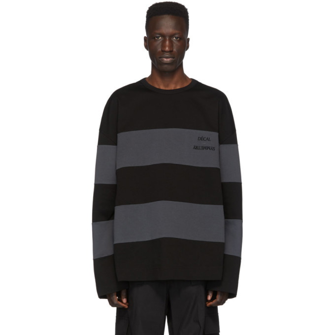 Photo: Juun.J Black and Grey Striped Long Sleeve T-Shirt