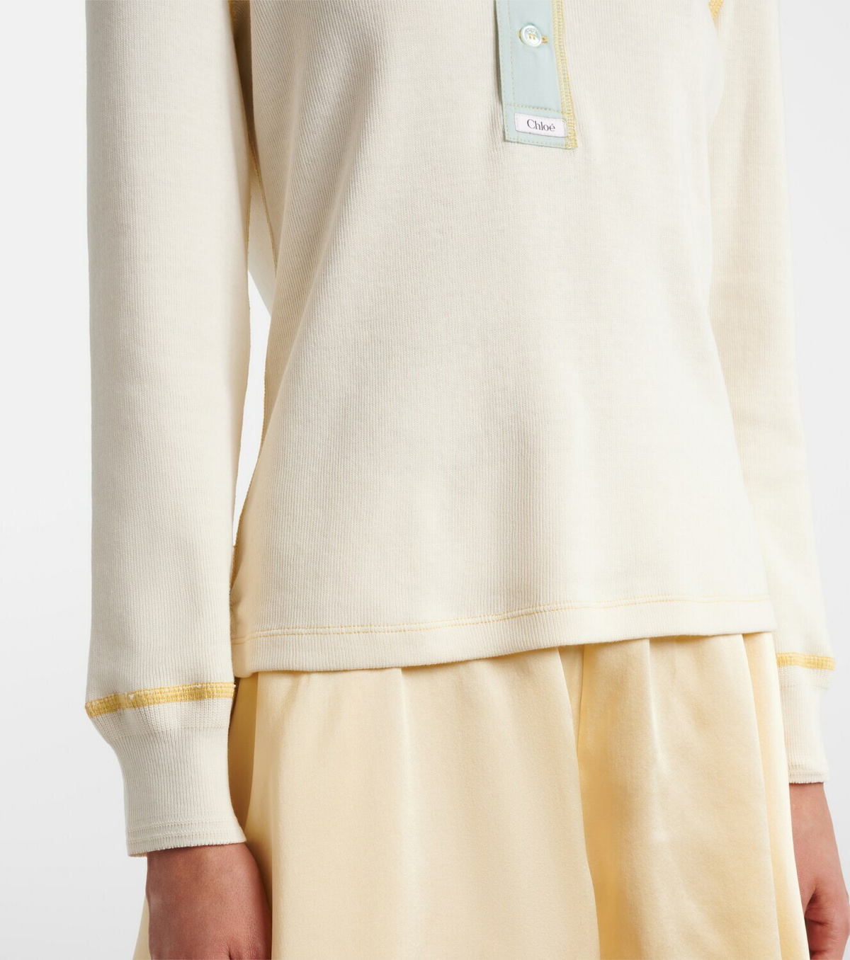 Chloé Ribbed-knit cotton jersey Henley shirt