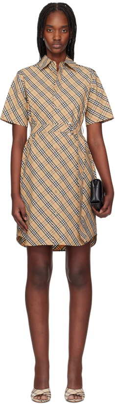 Photo: Burberry Beige Check Cotton Shirt Midi Dress