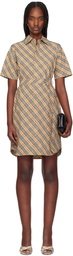 Burberry Beige Check Cotton Shirt Midi Dress