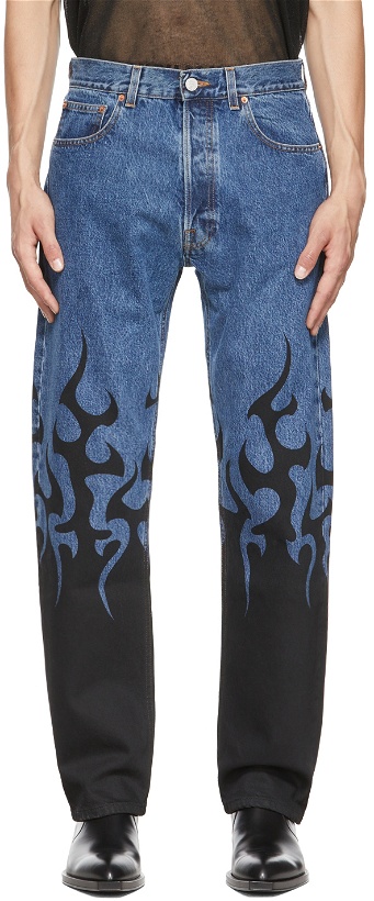 Photo: VETEMENTS Blue 'Black Fire' Jeans