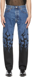 VETEMENTS Blue 'Black Fire' Jeans