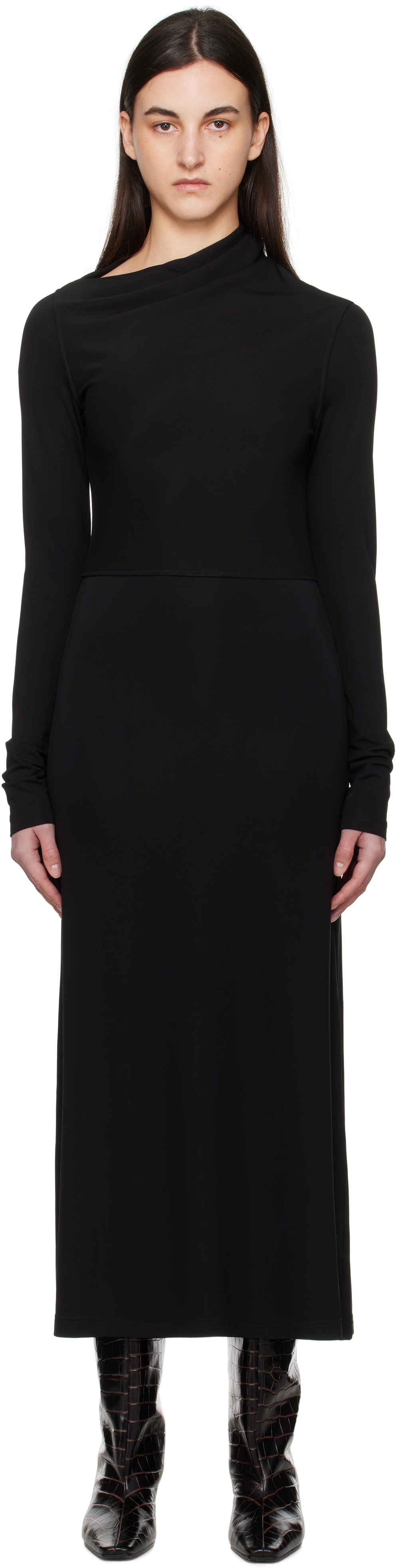 TOTEME Black Draped Jersey Maxi Dress Toteme TOTEME Black Draped Jersey Maxi Dress Toteme
