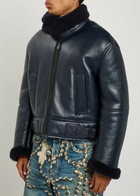 Acne Studios Shearling Leather Jacket Navy