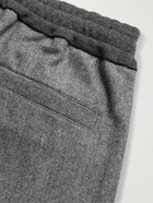 Moncler - Tapered Virgin Wool-Flannel Drawstring Trousers - Gray