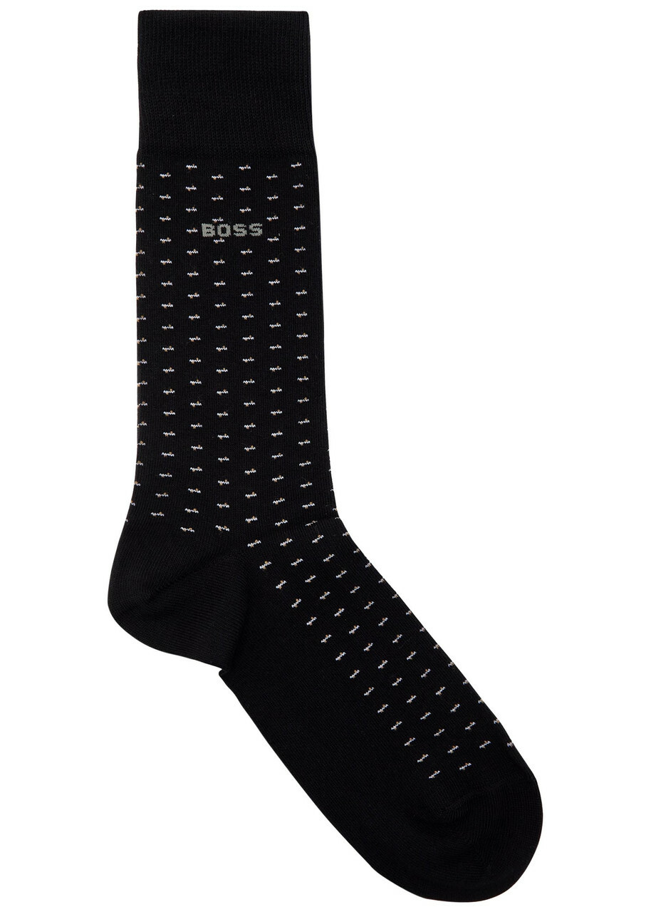Boss Patterned Cotton-blend Socks set of two Black